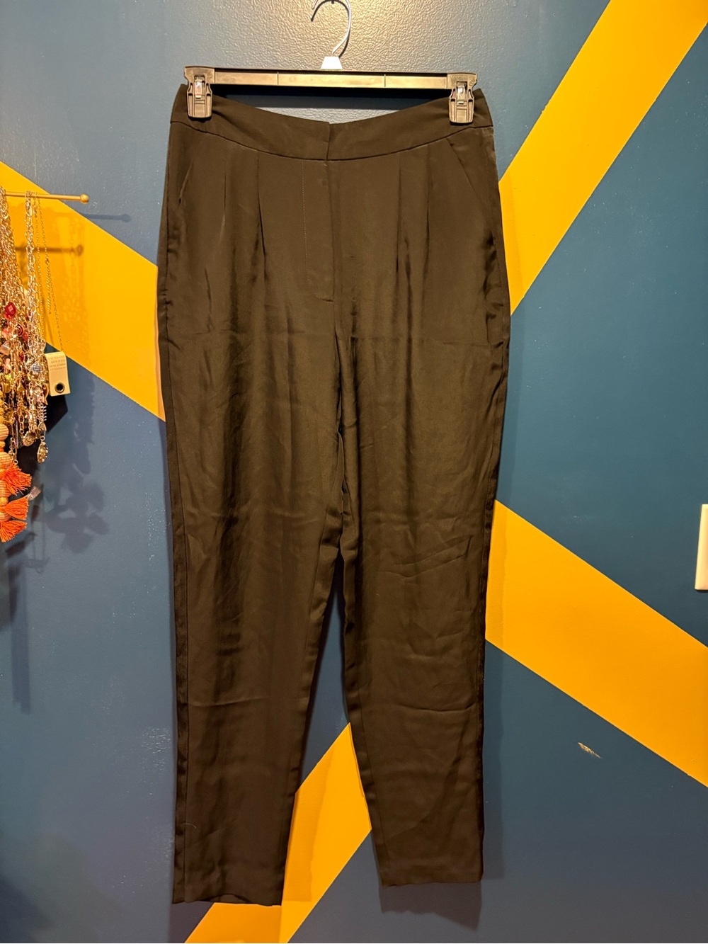 BCBGeneration Black Satin Straight Leg Dress Pants NWT